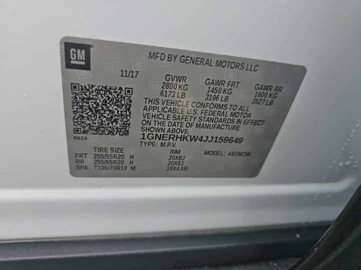 Продажа на аукционе авто 2018 Chevrolet Traverse, vin: 1GNERHKW4JJ159649, номер лота: 56604876