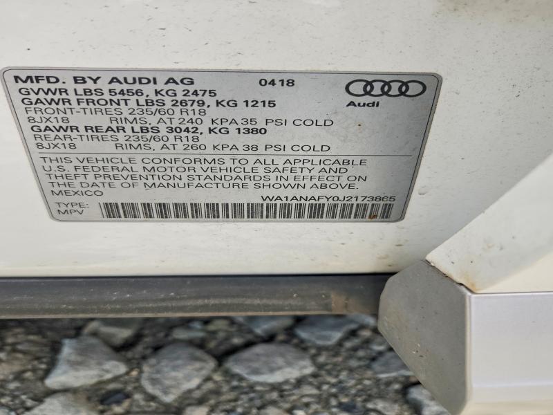 Продажа на аукционе авто 2018 Audi Q5, vin: WA1ANAFY0J2173865, номер лота: 57955036