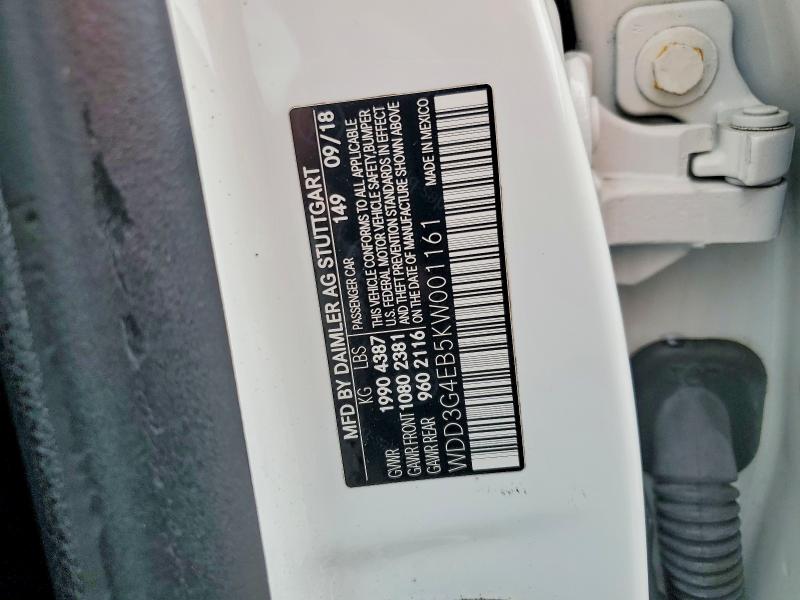 58066906 :رقم المزاد ، WDD3G4EB5KW001161 vin ، 2019 Mercedes-benz A مزاد بيع