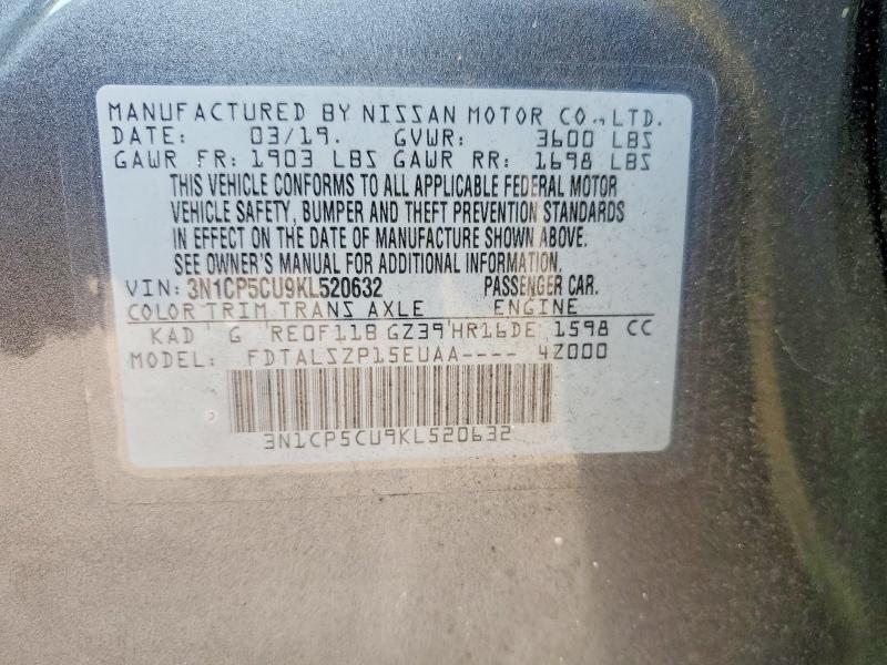 Aukcja sprzedaży 2019 Nissan Kicks, vin: 3N1CP5CU9KL520632, numer aukcji: 54872066