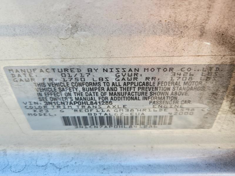 Aukcja sprzedaży 2017 Nissan Versa, vin: 3N1CN7AP0HL841286, numer aukcji: 59312246