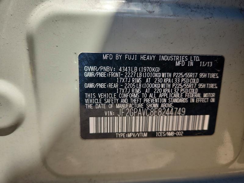 2014 Subaru Xv Crosstrek მანქანა იყიდება აუქციონზე, vin: JF2GPAVC8E8244749, აუქციონის ნომერი: 56833796
