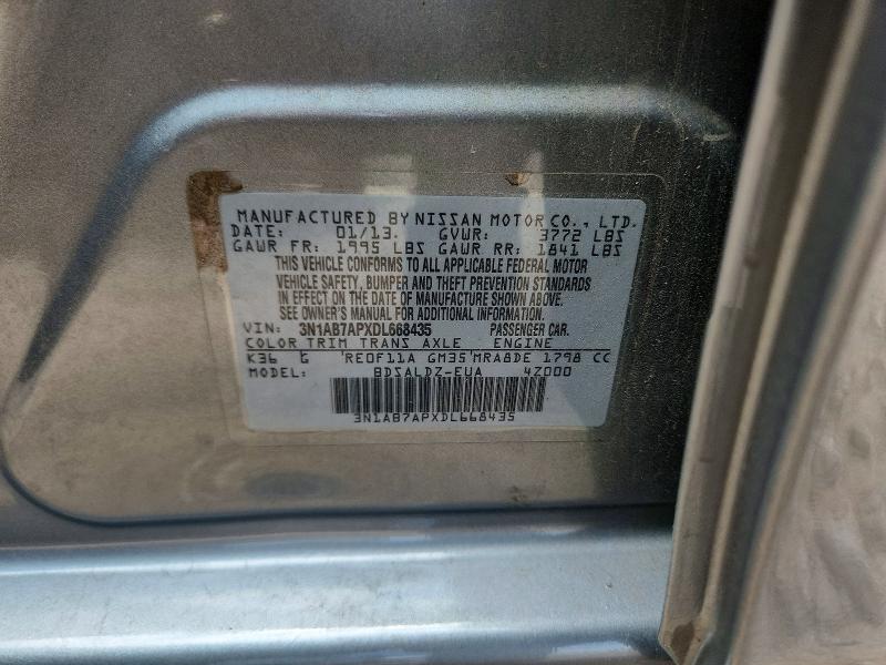 55060426 :رقم المزاد ، 3N1AB7APXDL668435 vin ، 2013 Nissan Sentra مزاد بيع