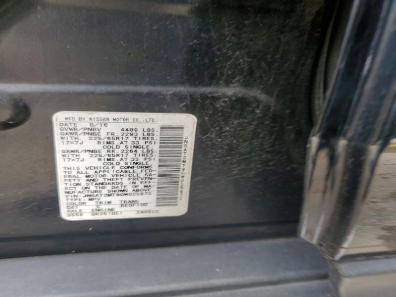 2016 Nissan Rogue მანქანა იყიდება აუქციონზე, vin: JN8AT2MT9GW025972, აუქციონის ნომერი: 57266536