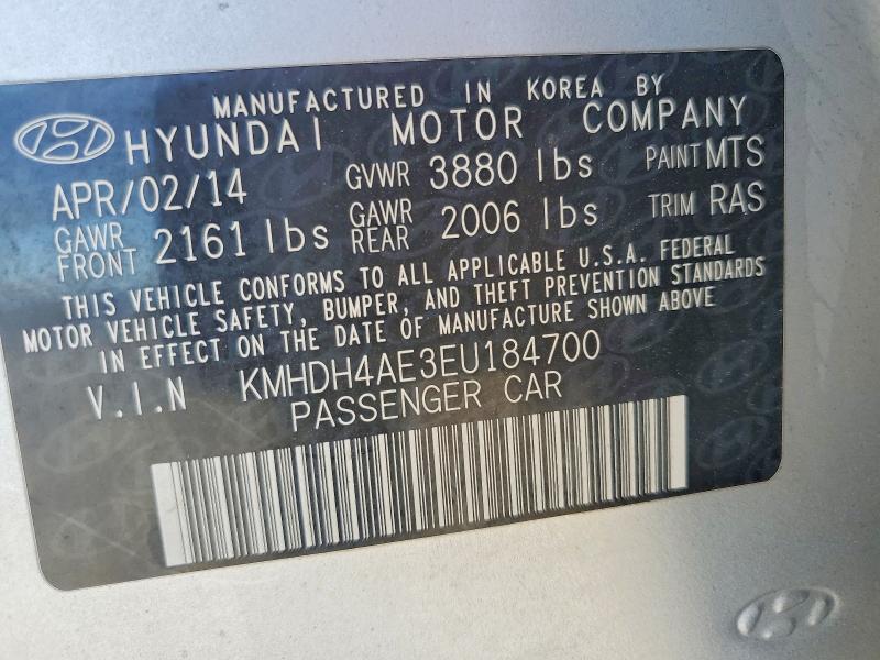 59210536 :رقم المزاد ، KMHDH4AE3EU184700 vin ، 2014 Hyundai Elantra مزاد بيع