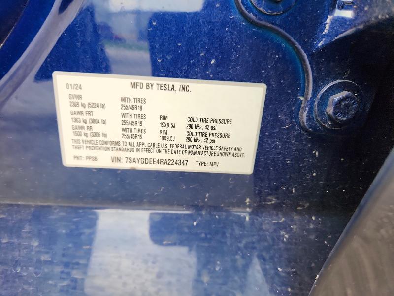 Aukcja sprzedaży 2024 Tesla Model Y, vin: 7SAYGDEE4RA224347, numer aukcji: 58603746