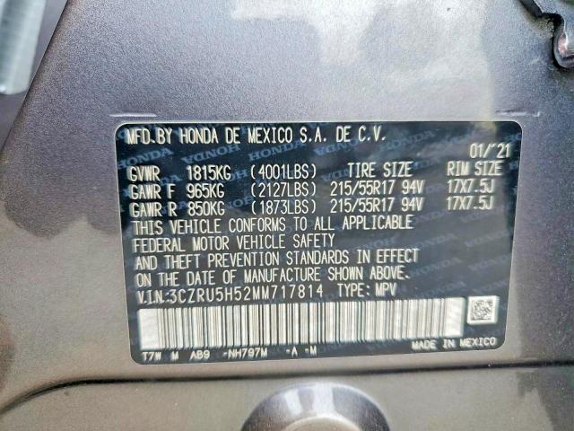 Продаж на аукціоні авто 2021 Honda Hr-v, vin: 3CZRU5H52MM717814, номер лоту: 58132996