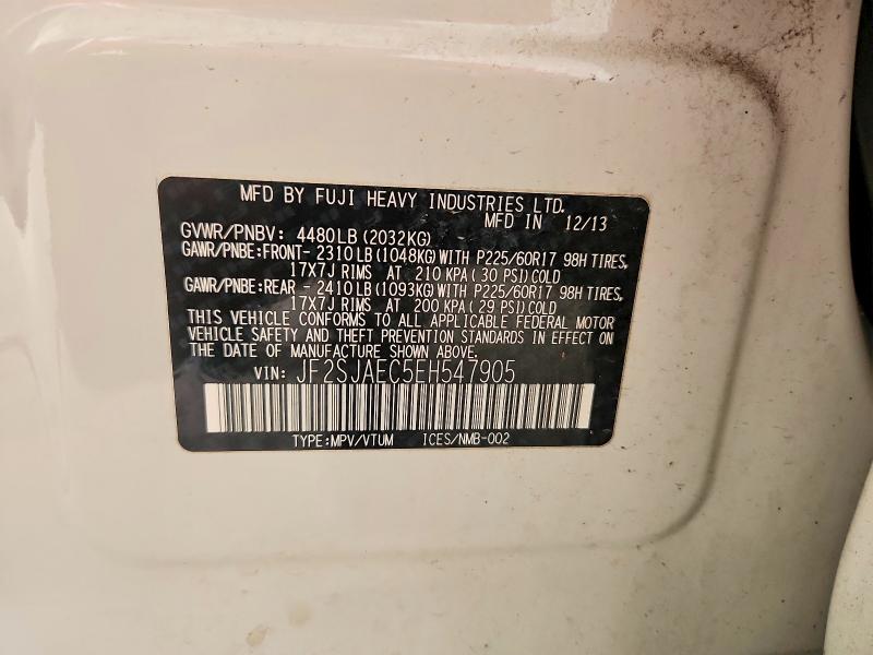 78711495 :رقم المزاد ، JF2SJAEC5EH547905 vin ، 2014 Subaru Forester مزاد بيع