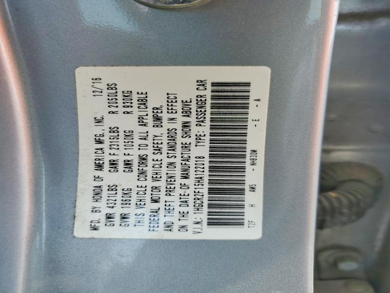 Aukcja sprzedaży 2017 Honda Accord, vin: 1HGCR2F15HA122018, numer aukcji: 57950206