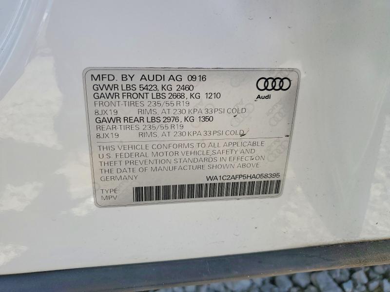 56524176 :رقم المزاد ، WA1C2AFP5HA058395 vin ، 2017 Audi Q5 مزاد بيع