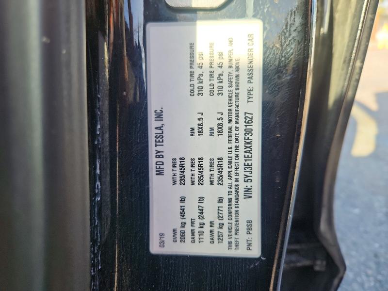 Aukcja sprzedaży 2019 Tesla Model 3, vin: 5YJ3E1EAXKF301627, numer aukcji: 56606216
