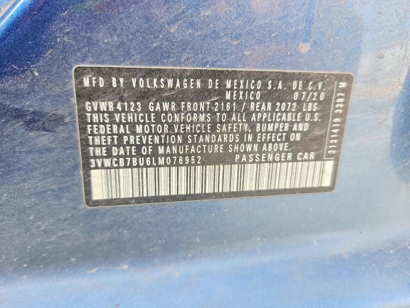 57017496 :رقم المزاد ، 3VWCB7BU6LM076952 vin ، 2020 Volkswagen Jetta مزاد بيع
