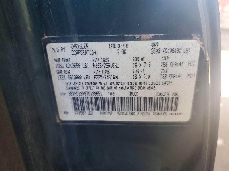 Aukcja sprzedaży 1996 Dodge Ram 1500, vin: 3B7HC13Y6TG198651, numer aukcji: 58820086