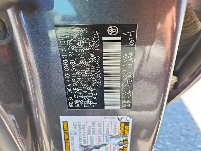 57743656 :رقم المزاد ، JTNBE46K093176855 vin ، 2009 Toyo Camry مزاد بيع