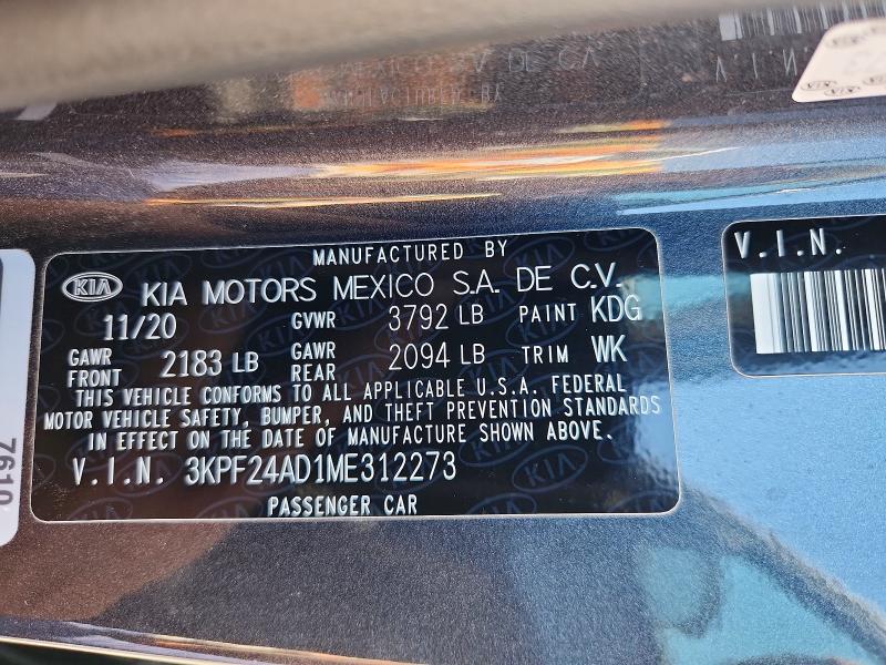 Продаж на аукціоні авто 2021 Kia Forte, vin: 3KPF24AD1ME312273, номер лоту: 57897646