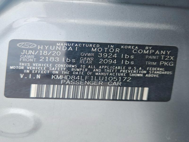 Продажа на аукционе авто 2020 Hyundai Elantra, vin: KMHD84LF1LU105172, номер лота: 56664326