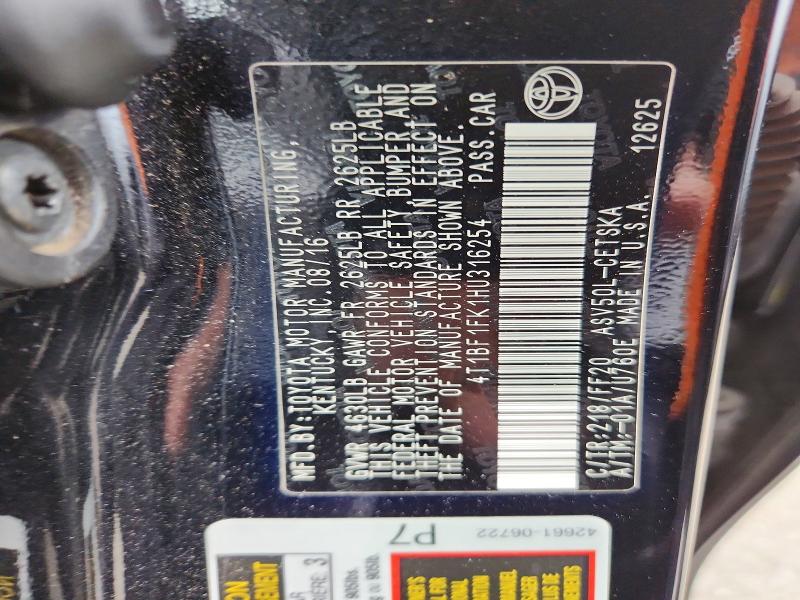 56535916 :رقم المزاد ، 4T1BF1FK1HU316254 vin ، 2017 Toyota Camry مزاد بيع