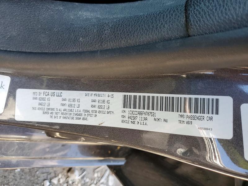 2015 Chrysler 200 მანქანა იყიდება აუქციონზე, vin: 1C3CCCAB6FN707531, აუქციონის ნომერი: 58444606