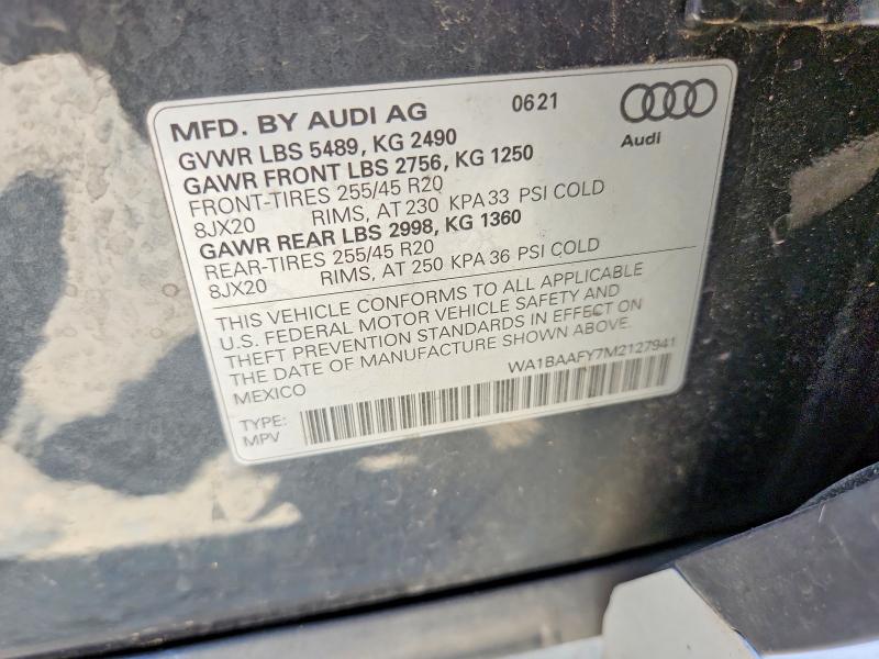 Aukcja sprzedaży 2021 Audi Q5, vin: WA1BAAFY7M2127941, numer aukcji: 58269946