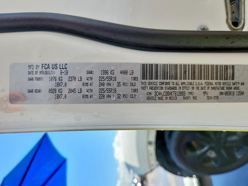 Продаж на аукціоні авто 2019 Jeep Compass, vin: 3C4NJCBBXKT612893, номер лоту: 56107966