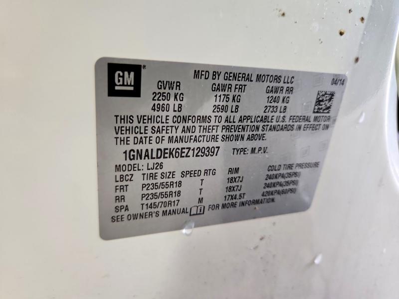 2014 Chevrolet Equinox მანქანა იყიდება აუქციონზე, vin: 1GNALDEK6EZ129397, აუქციონის ნომერი: 57868016