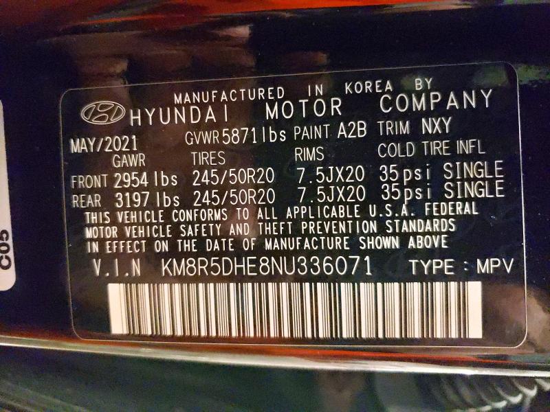 Aukcja sprzedaży 2022 Hyundai Palisade, vin: KM8R5DHE8NU336071, numer aukcji: 57016926