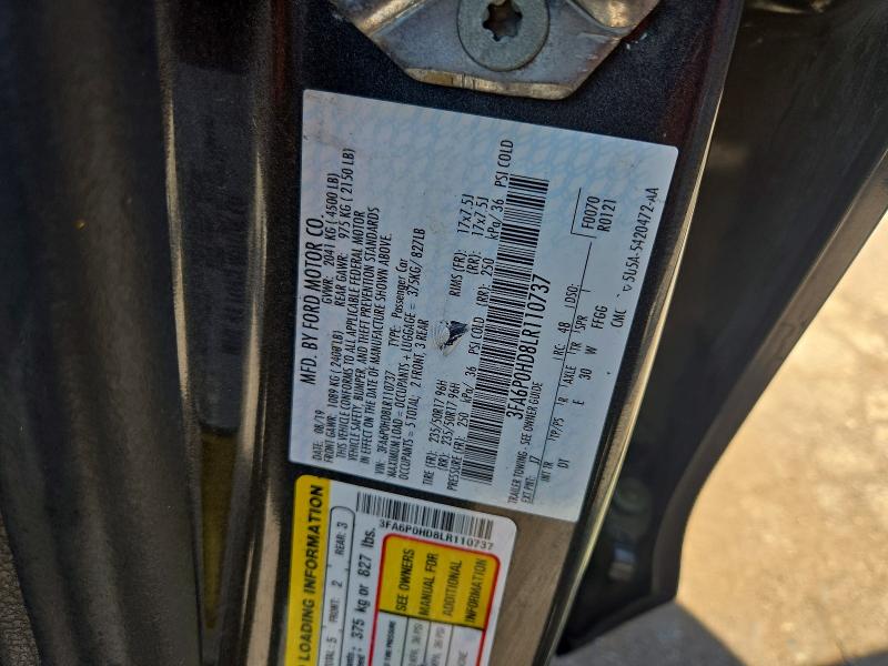 56580176 :رقم المزاد ، 3FA6P0HD8LR110737 vin ، 2020 Ford Fusion مزاد بيع