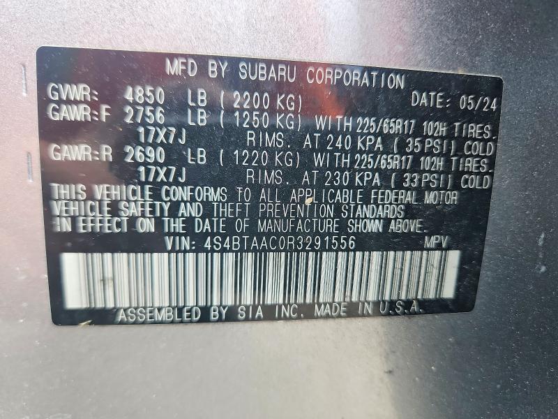 Продажа на аукционе авто 2024 Subaru Outback, vin: 4S4BTAAC0R3291556, номер лота: 58792636