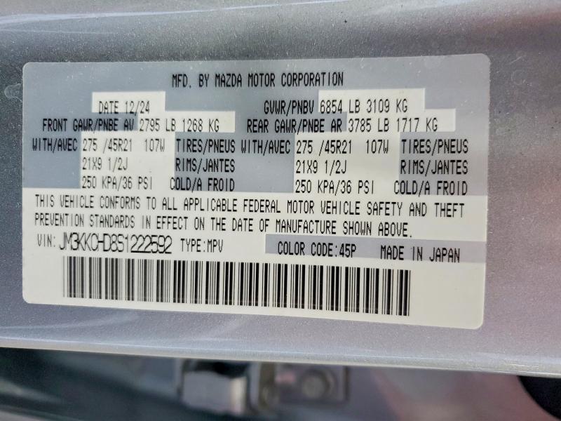 Продажа на аукционе авто 2025 Mazda Cx-90, vin: JM3KKCHD8S1222592, номер лота: 59158376