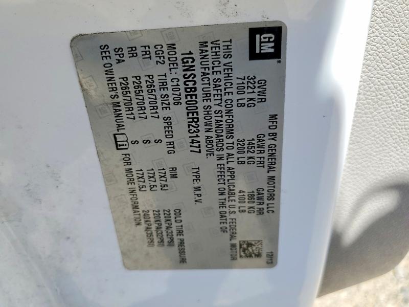 59144726 :رقم المزاد ، 1GNSCBE00ER231477 vin ، 2014 Chevrolet Tahoe مزاد بيع