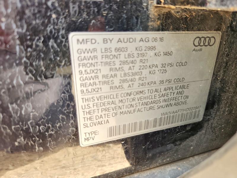 56168556 :رقم المزاد ، WA1VAAF71HD020947 vin ، 2017 Audi Q7 مزاد بيع