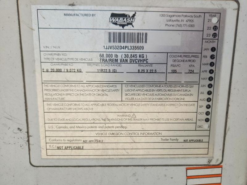 Продаж на аукціоні авто 2023 Wabash Dvc, vin: 1JJV532D4PL335609, номер лоту: 59131426