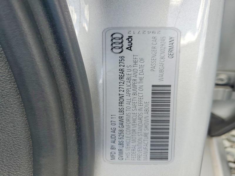 56654696 :رقم المزاد ، WAUBGAFC8CN029245 vin ، 2012 Audi A6 مزاد بيع