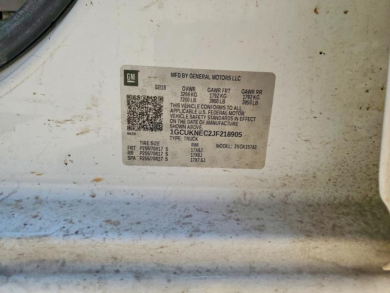 Продаж на аукціоні авто 2018 Chevrolet Silverado, vin: 1GCUKNEC2JF218905, номер лоту: 58024496