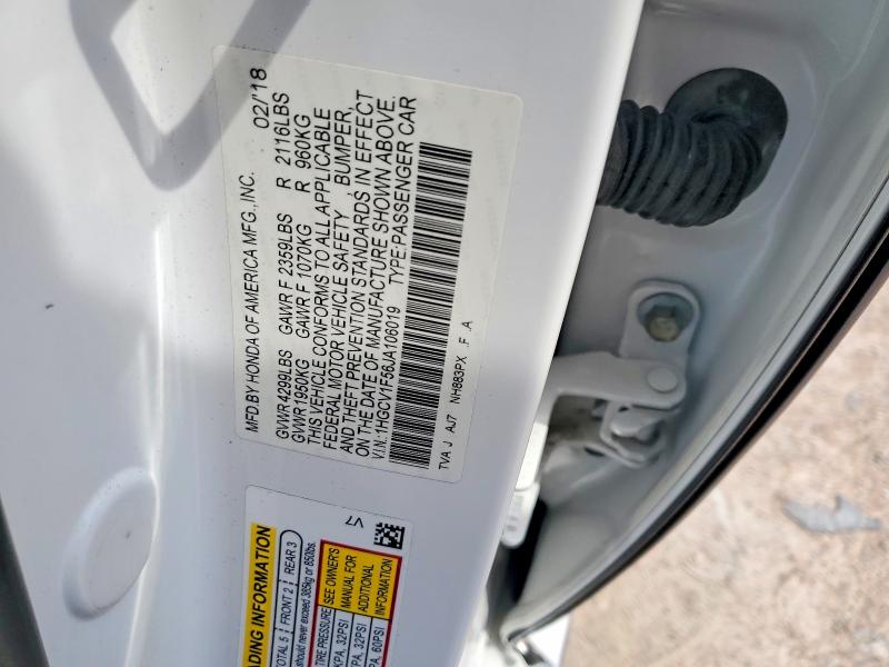 Продажа на аукционе авто 2018 Honda Accord, vin: 1HGCV1F56JA106019, номер лота: 57060386