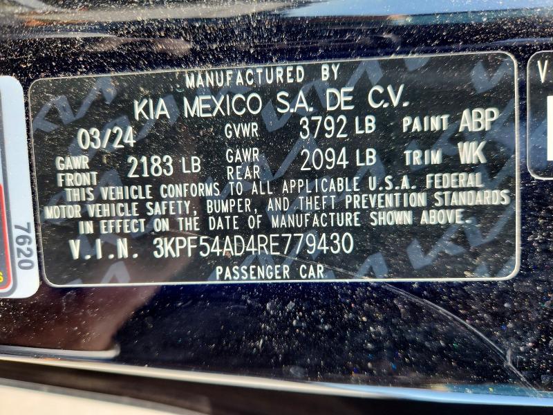 2024 Kia Forte მანქანა იყიდება აუქციონზე, vin: 3KPF54AD4RE779430, აუქციონის ნომერი: 55395816