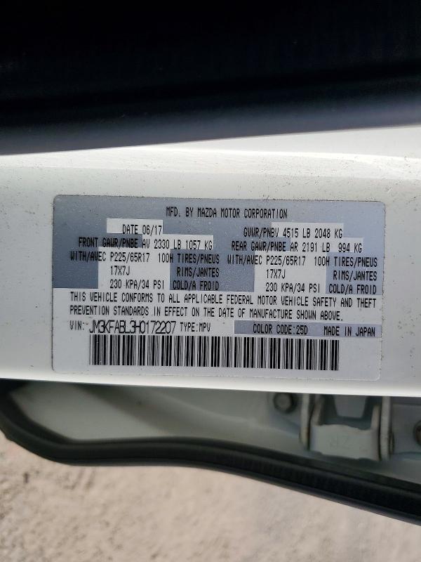Продаж на аукціоні авто 2017 Mazda Cx-5, vin: JM3KFABL3H0172207, номер лоту: 54226566