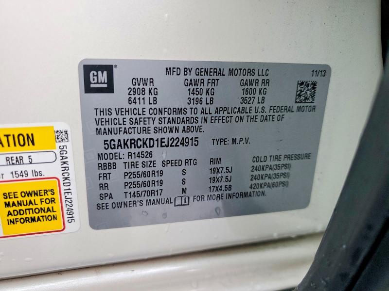 Aukcja sprzedaży 2014 Buick Enclave, vin: 5GAKRCKD1EJ224915, numer aukcji: 56319866