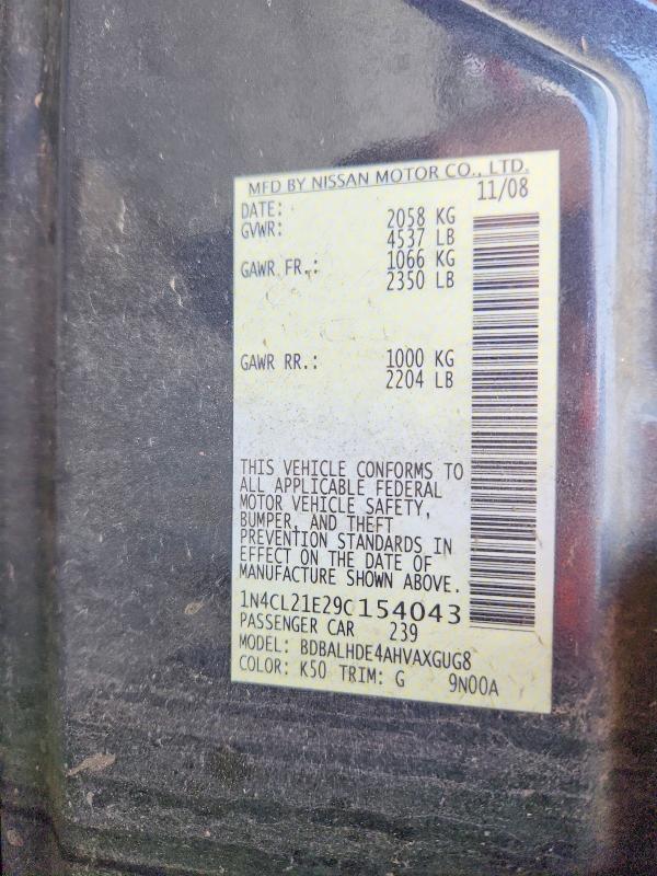 2009 Nissan Altima მანქანა იყიდება აუქციონზე, vin: 1N4CL21E29C154043, აუქციონის ნომერი: 58888166