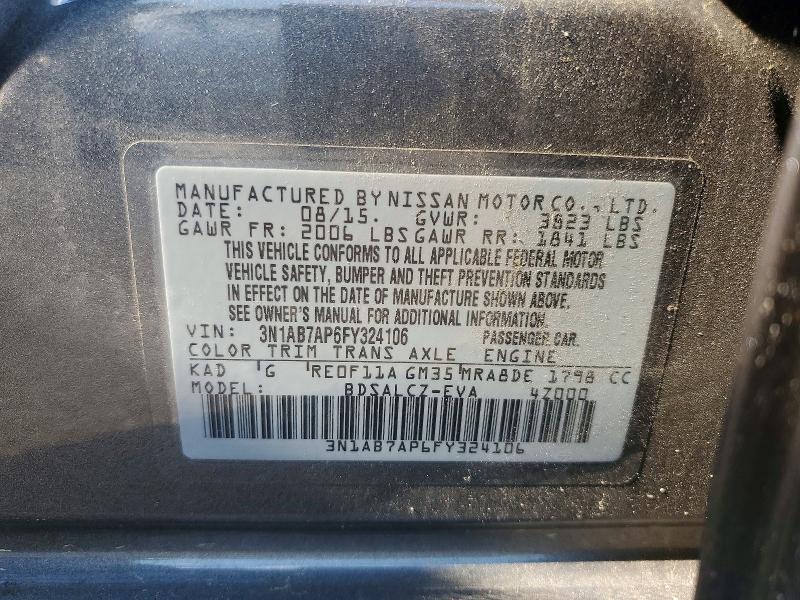 Aukcja sprzedaży 2015 Nissan Sentra, vin: 3N1AB7AP6FY324106, numer aukcji: 59533026