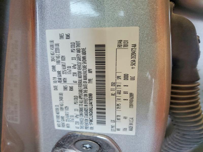 Продаж на аукціоні авто 2020 Ford Escape, vin: 1FMCU9G66LUA19399, номер лоту: 57108946