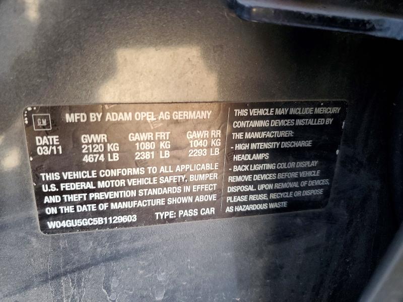 Продажа на аукционе авто 2011 Buick Regal, vin: W04GU5GC5B1129603, номер лота: 56041126
