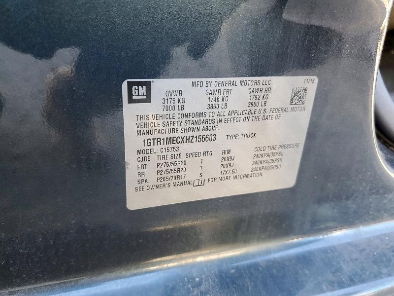 2017 Gmc Sierra მანქანა იყიდება აუქციონზე, vin: 1GTR1MECXHZ156603, აუქციონის ნომერი: 55375926