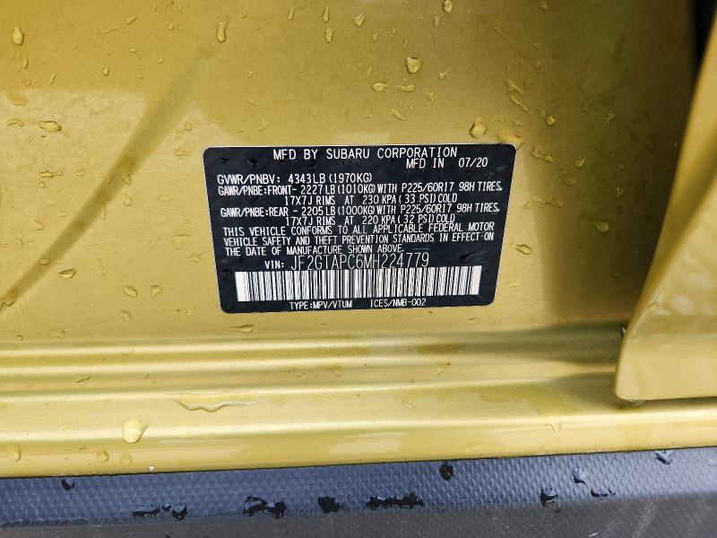 59109726 :رقم المزاد ، JF2GTAPC6MH224779 vin ، 2021 Subaru Crosstrek مزاد بيع