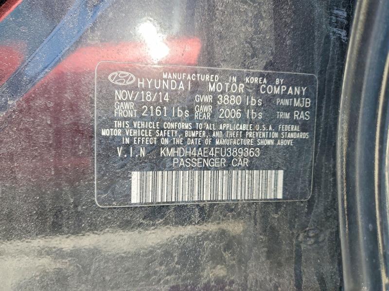 2015 Hyundai Elantra მანქანა იყიდება აუქციონზე, vin: KMHDH4AE4FU389363, აუქციონის ნომერი: 56028956