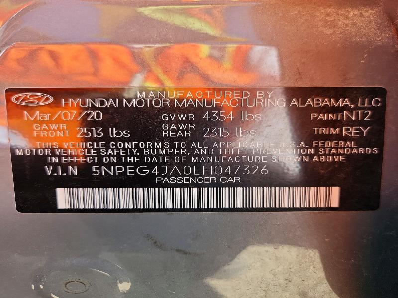 Aukcja sprzedaży 2020 Hyundai Sonata, vin: 5NPEG4JA0LH047326, numer aukcji: 55863146
