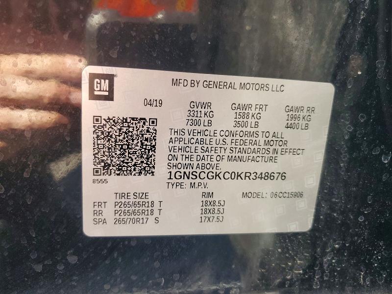 56606836 :رقم المزاد ، 1GNSCGKC0KR348676 vin ، 2019 Chevrolet Suburban مزاد بيع