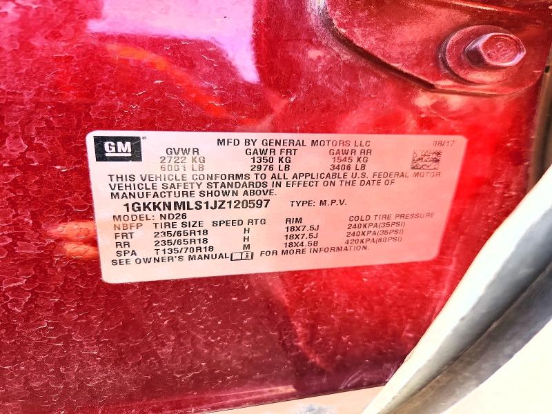 Aukcja sprzedaży 2018 Gmc Acadia, vin: 1GKKNMLS1JZ120597, numer aukcji: 57511346