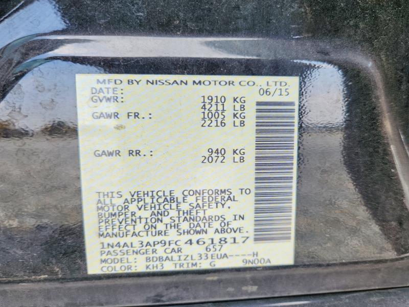Продаж на аукціоні авто 2015 Nissan Altima, vin: 1N4AL3AP9FC461817, номер лоту: 55796296