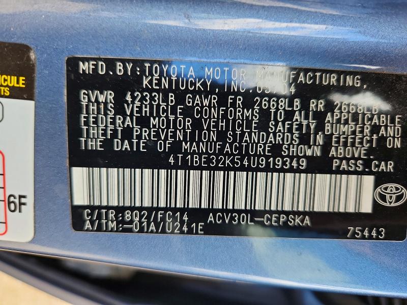 57578836 :رقم المزاد ، 4T1BE32K54U919349 vin ، 2004 Toyota Camry مزاد بيع